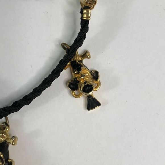 braided bracelet tribal charms black gold hardware ethnic cultural folk small 3” - Picture 2 of 7